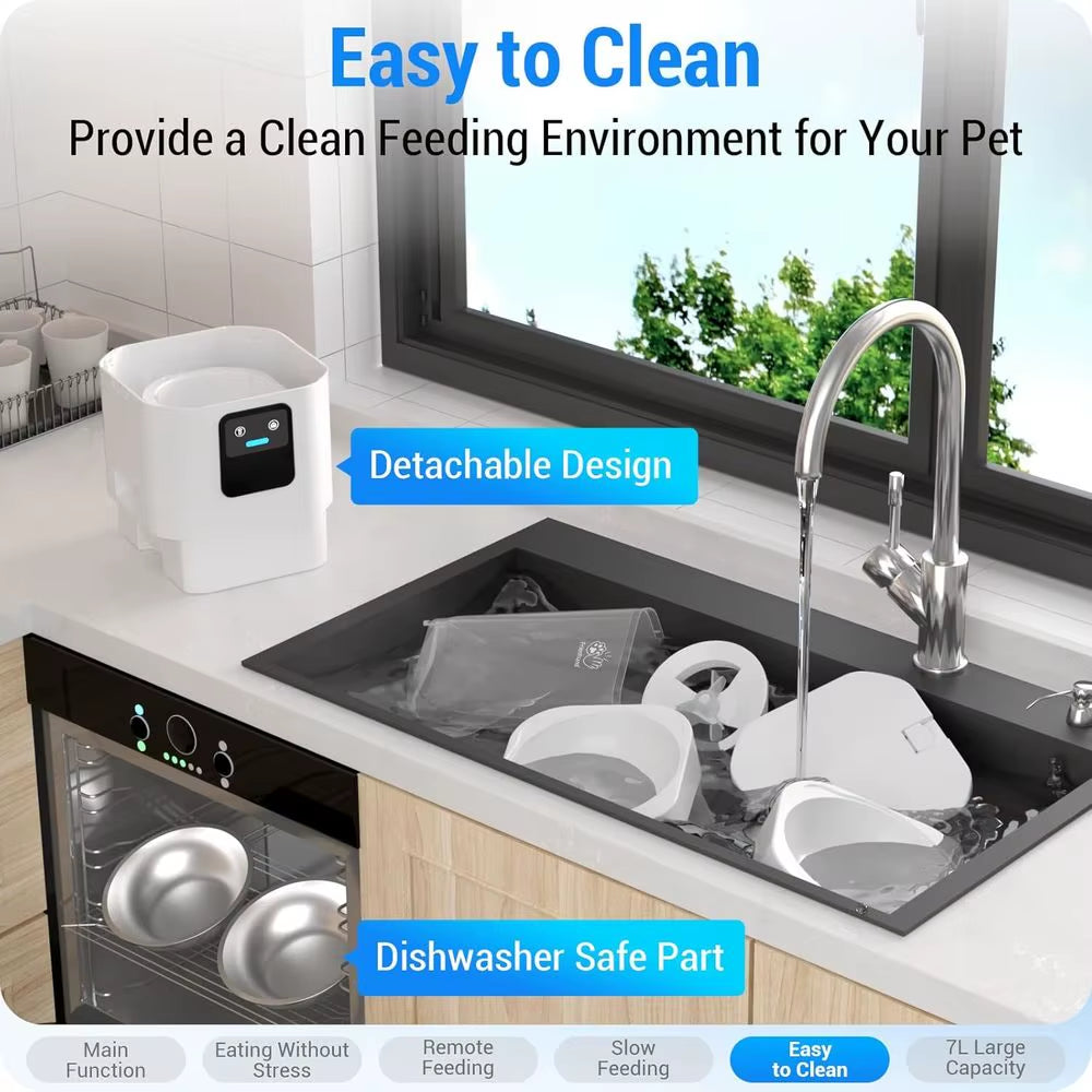 Automatic Cat Feeder for 2 Cats with Slow Feed, Dual Dog Feeder with 5G, Cat Food Dispenser with APP Control for Multiple Pets,