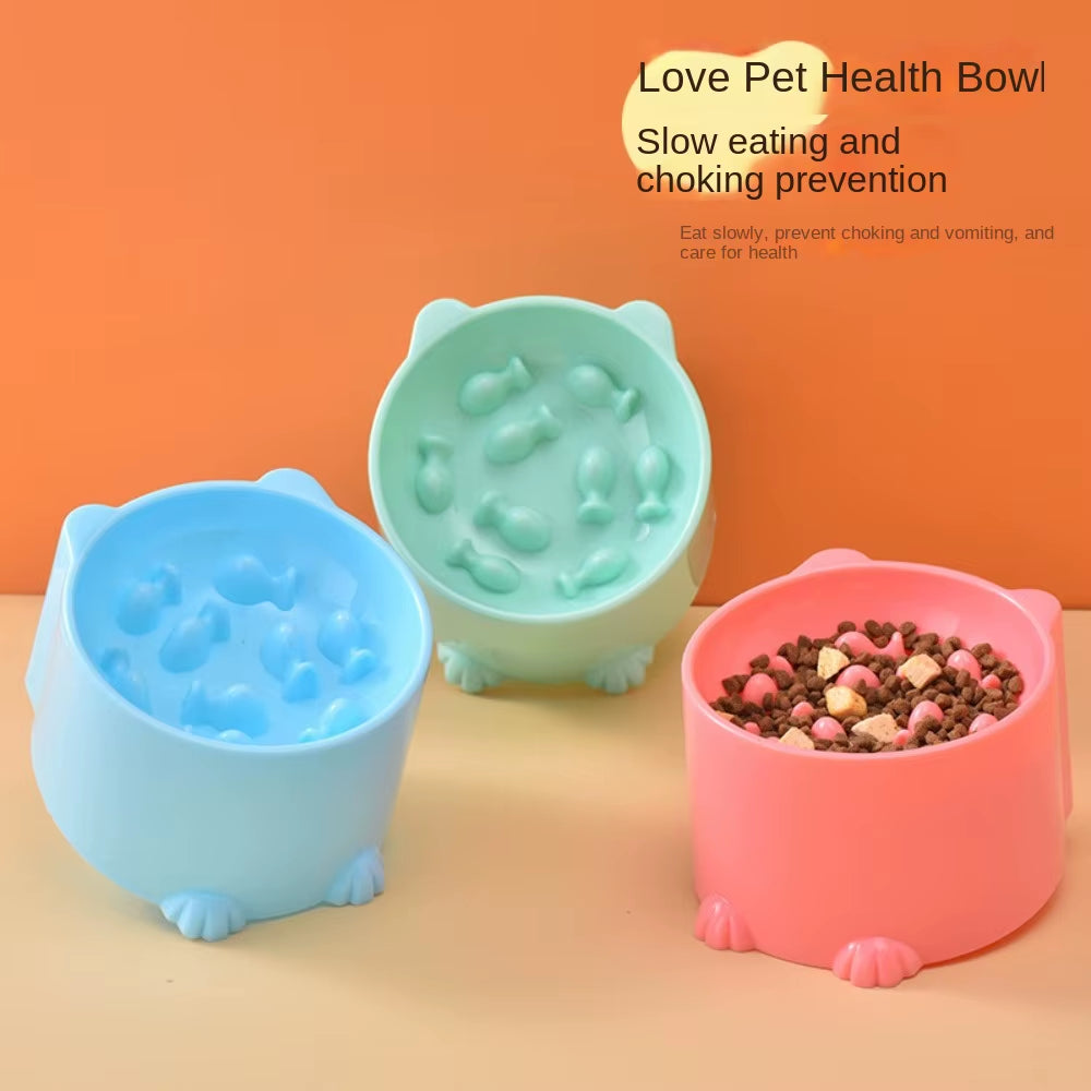 Pet High Foot anti Choking Bowl Cat Basin Neck Protection Cat Food Bowl Rice Bowl Slow Food anti Choking Pet Bowl