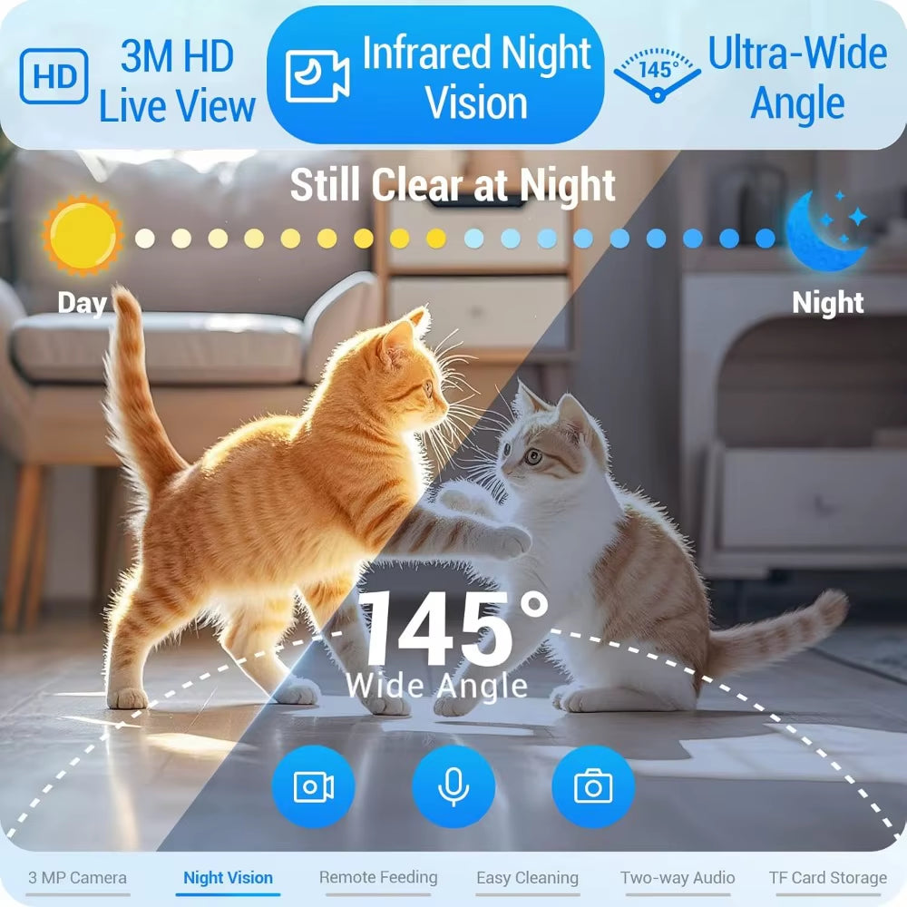 Automatic Cat Feeder with 2K Camera: 5G Wifi Automatic Dog Feeder with Night Vision,Cat Food Dispenser with 7L Large Food Storag