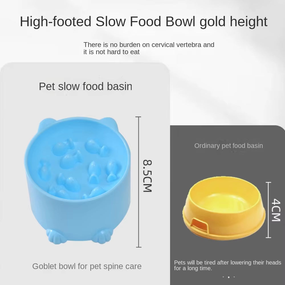 Pet High Foot anti Choking Bowl Cat Basin Neck Protection Cat Food Bowl Rice Bowl Slow Food anti Choking Pet Bowl