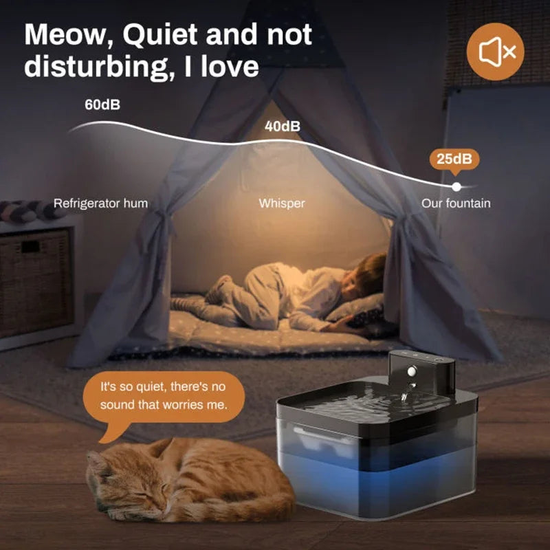 2.2L Wireless Automatic Cat Water Fountain Infrared Sensor Smart Pet Drinkier Fountain 2600Mah Pet Water Dispenser for Dog Cat