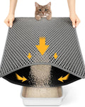 Cat Litter Mat, 15"X24" Small Double Layer Litter Trapping Mat, Waterproof/Urineproof, Easy to Clean Kitty Litter Mats for Floor, Scatter Control (Grey-1Pack)