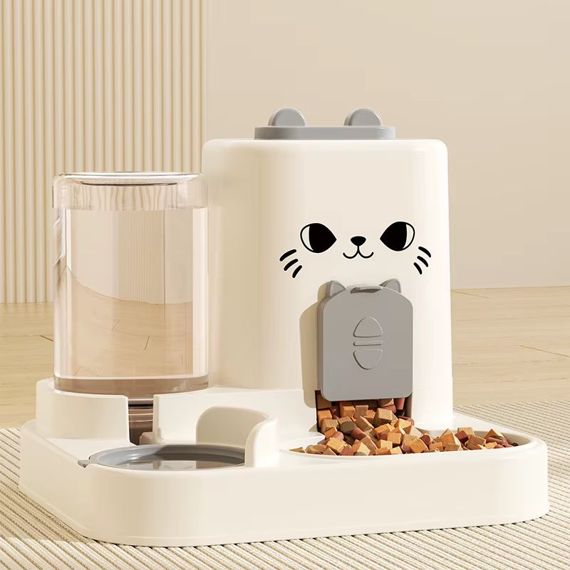 Cat Automatic Feeder Cat Dog Feeding and Water Fountain Drinker Cats Watering Supplies Food Storage Dispenser Pet Accessories