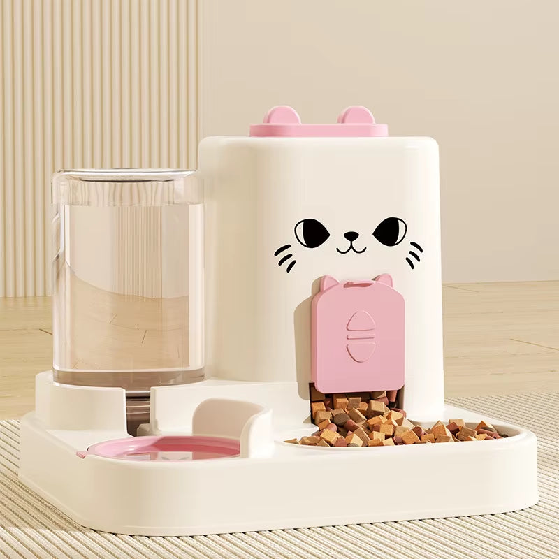 Cat Automatic Feeder Cat Dog Feeding and Water Fountain Drinker Cats Watering Supplies Food Storage Dispenser Pet Accessories