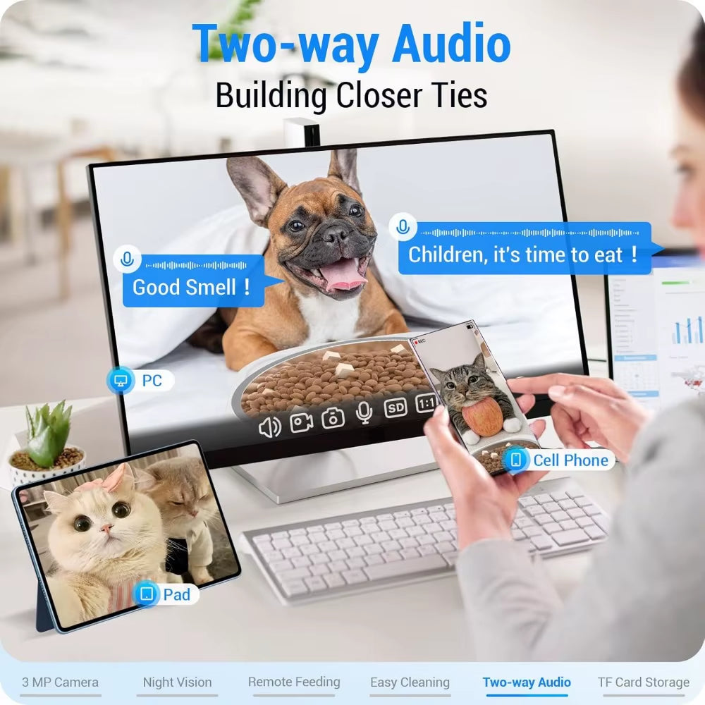 Automatic Cat Feeder with 2K Camera: 5G Wifi Automatic Dog Feeder with Night Vision,Cat Food Dispenser with 7L Large Food Storag