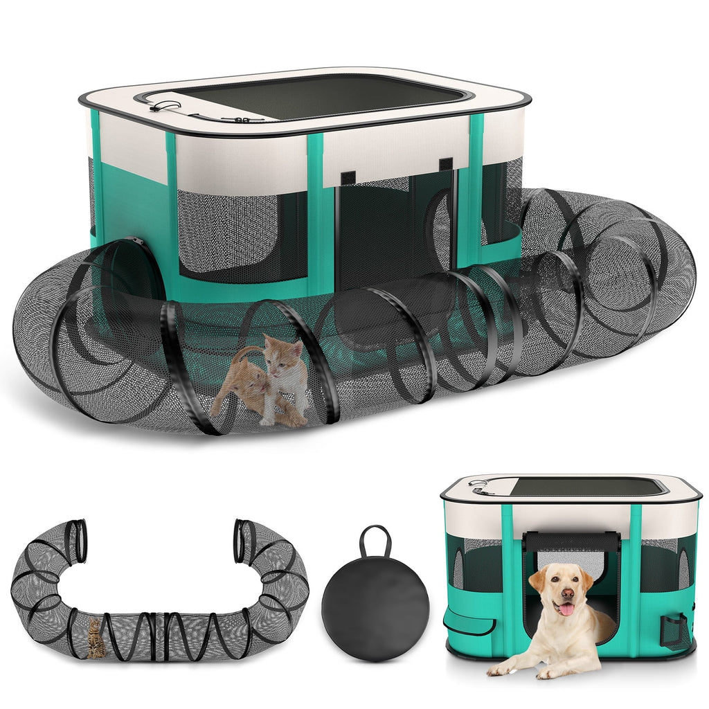 Outdoor Cat Enclosure, Portable Dog Playpen with Removable Tunne, Indoor Outdoor Cat Kennel Tent Crate for Small Animals, L