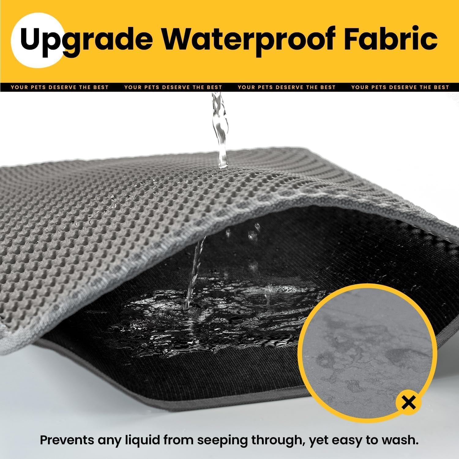 Cat Litter Mat, 15"X24" Small Double Layer Litter Trapping Mat, Waterproof/Urineproof, Easy to Clean Kitty Litter Mats for Floor, Scatter Control (Grey-1Pack)