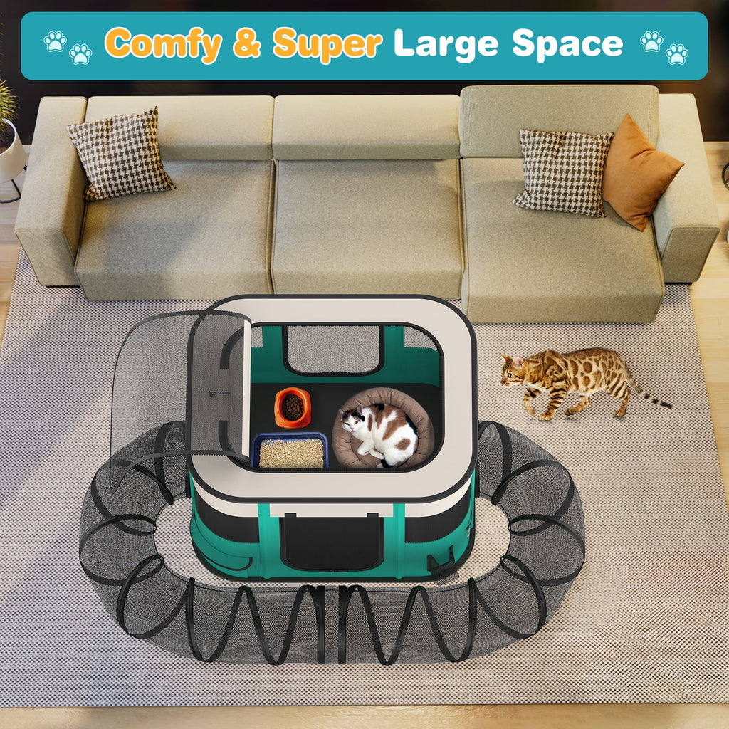 Outdoor Cat Enclosure, Portable Dog Playpen with Removable Tunne, Indoor Outdoor Cat Kennel Tent Crate for Small Animals, L