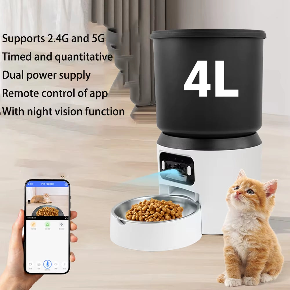 Video Cat Automatic Feeder and WIFI Dog Automatic Feeder and Button Model Pet Feeder Optional