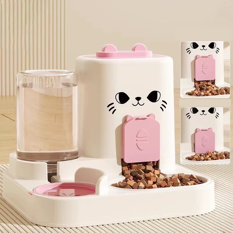 Cat Automatic Feeder Cat Dog Feeding and Water Fountain Drinker Cats Watering Supplies Food Storage Dispenser Pet Accessories