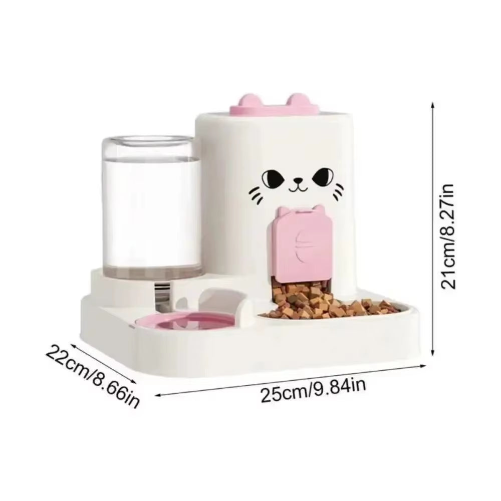 Cat Automatic Feeder Cat Dog Feeding and Water Fountain Drinker Cats Watering Supplies Food Storage Dispenser Pet Accessories