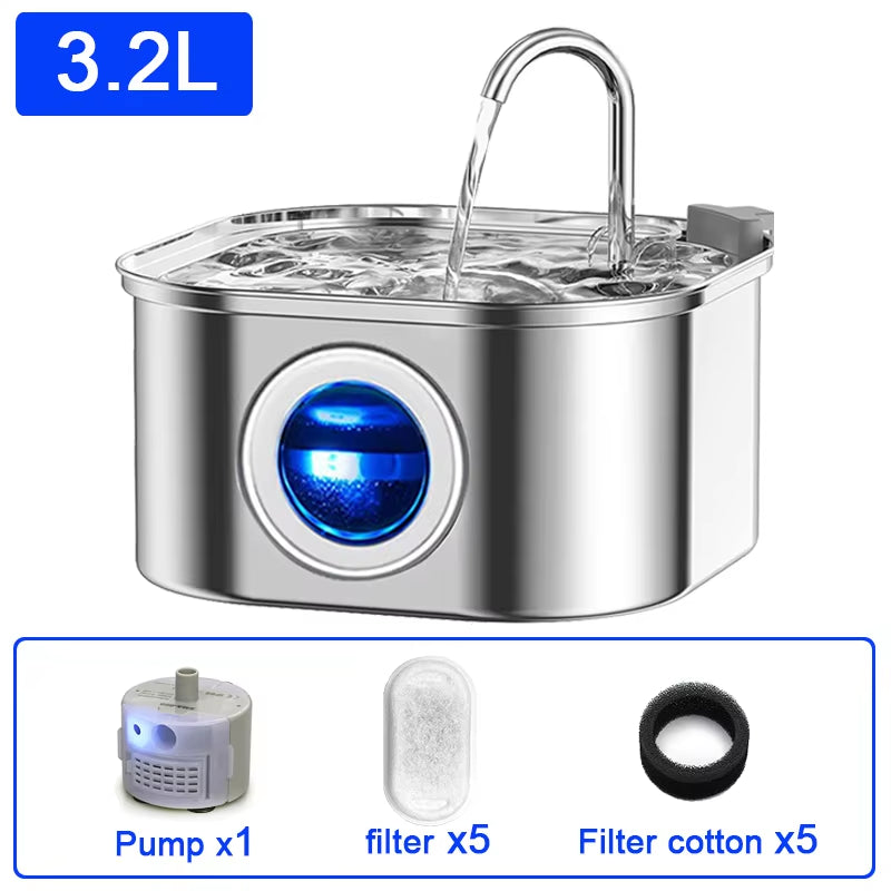 Cat Water Fountain 3.2L Stainless Steel Pet Water Fountain Dog Water Dispenser Automatic Cat Fountain Dog Bowls Cat Products