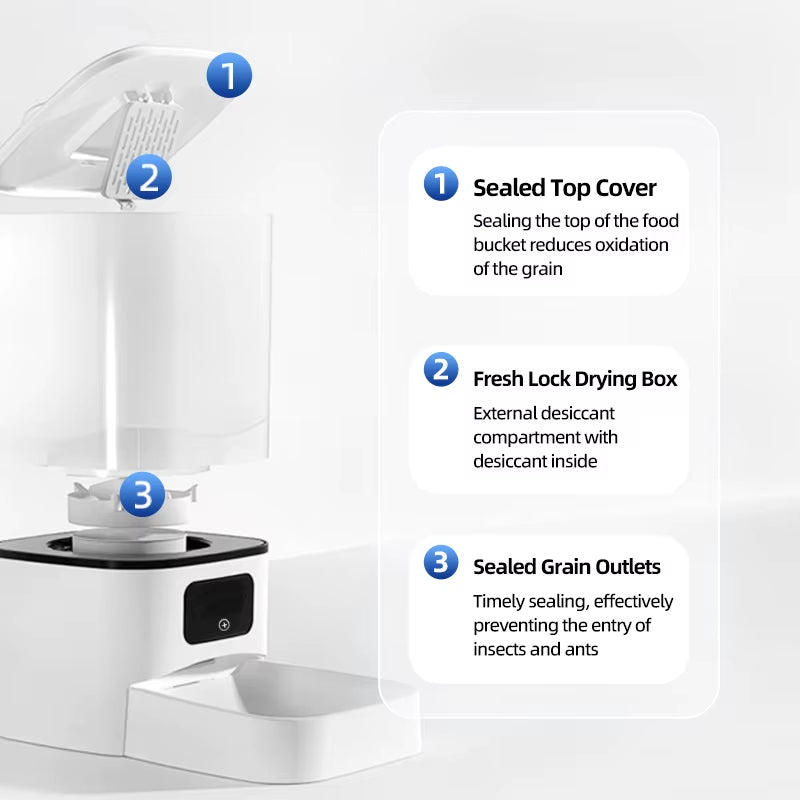 6L WIFI Cat Automatic Feeder, Double Meal Pet Feeder, Cat Food Dispenser That Can Feed 2 Pets at the Same Time, Dog Feeder