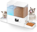 Automatic Cat Feeder and Water Dispenser,36Cups/8.5L 2-In-1 Stainless Steel Bowls Large Capacity Cat Food Dispenser and Gravity Water Fountain for Cats Small Dogs Puppies Kittens Pets