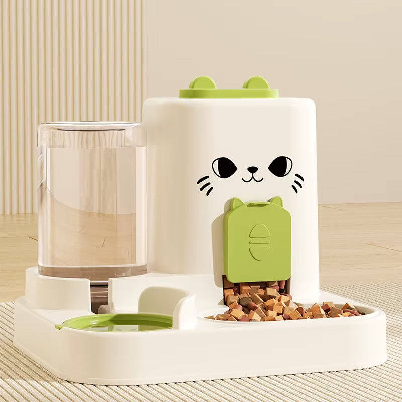 Cat Automatic Feeder Cat Dog Feeding and Water Fountain Drinker Cats Watering Supplies Food Storage Dispenser Pet Accessories
